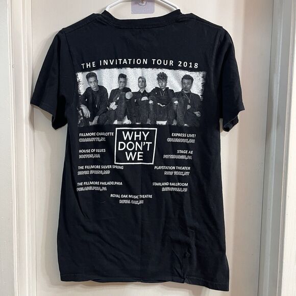 Why Don't We WDW Invitation Tour 2018 Small Mens Black Double-sided Logo Tee - Picture 2 of 5